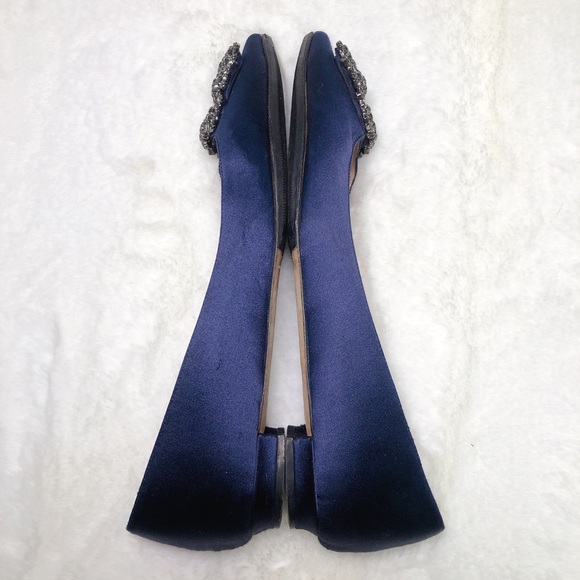 ❤️SOLD❤️Manolo Blahnik hangisi flats navy 37.5 - Picture 3 of 7